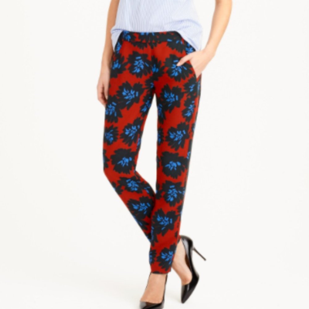 J.Crew Red Firework Floral Pant
